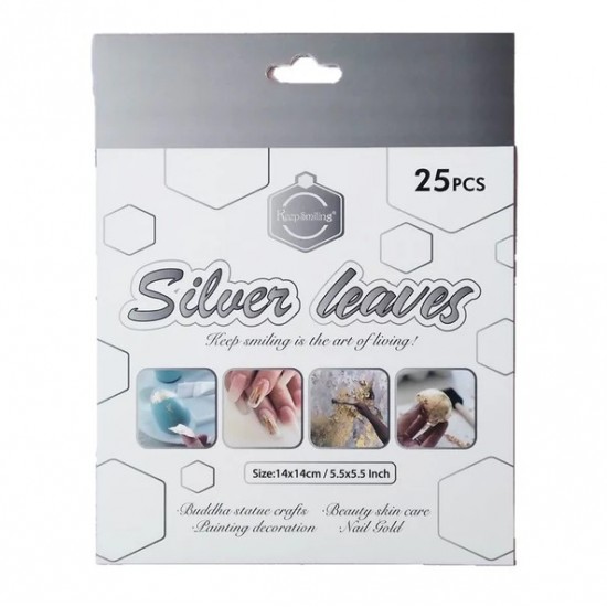 Silver leaf, 25 sheets, size 14*14 for Antiquing ,Arts, Crafts, Decoration,Resin